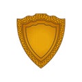 Security protection symbol shield icon. Mosaic background. Vector graphics for decoration. Wood and scales texture.